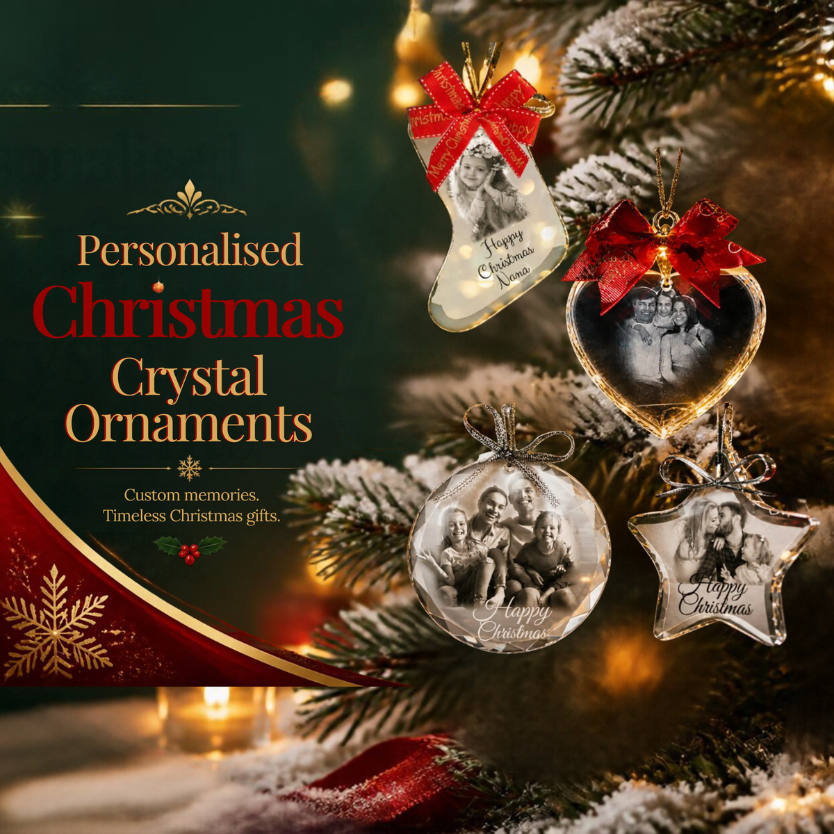 Christmas Personalised Crystal Ornaments