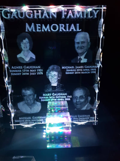 Family Crystal Memorial Plaque
