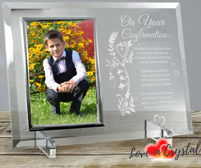 Crystal Frame with laser engraved message and photo