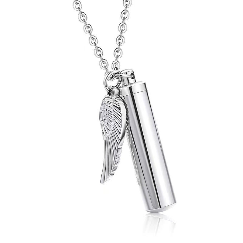 Angel Wngs Slver Pendant Urn Necklace, Memoral Jewelry | Memoral