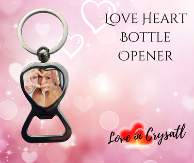 Love Heart Bottle Opener with Enameled Photo