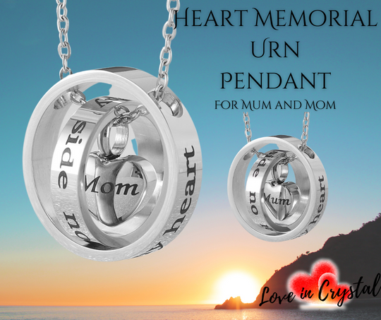 Encircled Rings Heart Urn Necklace  For Mam and Dad – Love in